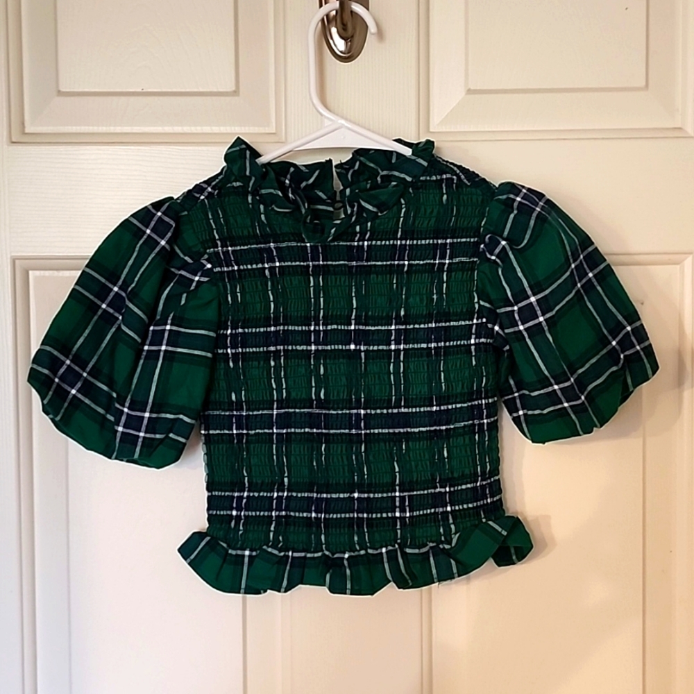 Janie and Jack Girl Ferry Green Tartan